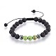 Natural Lava Rock and Non-Magnetic Synthetic Hematite Beads Braided Bead Bracelets BJEW-JB03975-2