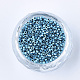 ガラスシリンダービーズ  シードビーズ  メタリックカラー  丸い穴  スチールブルー  1.5~2x1~2mm  穴：0.8mm  約8000個/袋  約85~95 G /袋 SEED-Q036-01A-C03-2