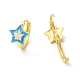 Boucles d'oreilles créoles étoile en émail avec zircons cubiques transparents EJEW-E270-02G-3
