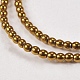 Vergoldet unmagnetische synthetischen Hämatit runde Perlen Stränge galvanisieren X-G-J169A-2mm-04-3