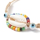 Set di braccialetti con perline intrecciate con occhio diabolico e lampwork con semi di vetro e conchiglia di ciprea naturale da 5 pz BJEW-TA00198-5