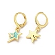 Star & Moon Real 18K Gold Plated Brass Dangle Leverback Earrings EJEW-L268-032G-04-2