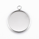 304 Stainless Steel Pendant Cabochon Settings STAS-E146-18P-18mm-2