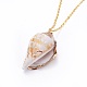 Electroplate Spiral Shell Pendants Necklaces NJEW-JN02371-3