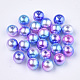 Rainbow ABS Plastic Imitation Pearl Beads X-OACR-Q174-10mm-06-1