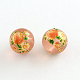 Flower Picture Glass Round Beads GFB-R004-14mm-A18-1