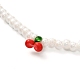 Наборы ожерелий из красного и белого стеклянных бусин X-NJEW-JN03719-8