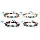 Set di braccialetti di perline intrecciate in legno BJEW-JB09066-1