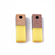樹脂＆ウォールナットウッドペンダント  長方形  ゴールド  17x5.5x3~3.5mm  穴：1.5mm RESI-S358-19A-2