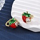 Серьги-каффы из клубничной латуни с микропаве из прозрачных кубических цирконий EJEW-U062-06B-G-3
