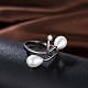 Elegante concha de latón perla anillos de dedo RJEW-BB23127-8-5