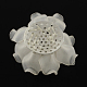 Cabochons de fleurs en acrylique de style givré avec strass acrylique et fond en fer ton platine FIND-R027-10A-2