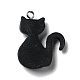 ハロウィン不透明樹脂ペンダント  プラチナトーンの鉄ループ付き  猫  ブラック  28x21x6mm  穴：2mm X-RESI-D055-110P-3