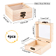 木製の箱  フリップカバーボックス  鉄製のロッククラスプとガラスのビジュアルウィンドウ付き  長方形  バリーウッド  4x3-1/2x1-3/4インチ（10x9x4.5cm） CON-WH0080-17A-2