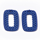 アクリルパーツ  模造ラタン編み風  長方形  ミディアムブルー  36.5~37x24x4mm  穴：1.5mm OACR-T010-07I-2