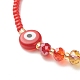 Bracelet de perles tressées au chalumeau plat rond mauvais œil BJEW-JB07234-01-5