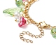 5 Uds 5 colores perla de vidrio y flor de trompeta y juego de pulseras de abalorios de hojas acrílicas BJEW-JB08909-7