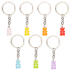 CRASPIRE 7Pcs 7 Colors Candy Color Transparent Bear Resin Pendant Keychain KEYC-CP0001-17-1
