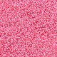 11/0グレードの丸いガラスシードビーズ  透明インサイドカラー  光沢メッキ  ピンク  2.3x1.5mm  穴：1mm  約48500個/ポンド SEED-N001-F-254-2