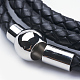Three Loops Braided Leather Cord Wrap Bracelets BJEW-F291-15P-2