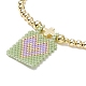 Rectangle de graine de verre avec bracelet à breloques coeur BJEW-MZ00033-4