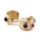Real 18K Gold Plated 304 Stainless Steel Arch Stud Earrings with Resin Beaded EJEW-G358-01G-03-2