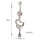 Piercing Jewelry Real Platinum Plated Brass Rhinestone Heart to Heart Navel Ring Belly Rings AJEW-EE0001-61-5