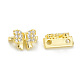 Rack Plating Brass Pave Cubic Zirconia Slide Charms KK-G464-05G-1