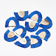ポリエステルタッセルパーツ  真鍮パーツ  半円  ライトゴールド  ブルー  25~27x32~35x3mm  穴：3x1.5mm X-FIND-S272-03-2