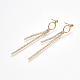 Brass Cubic Zirconia Tassels Stud Earring Findings KK-S350-050G-1