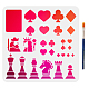 MAYJOYDIY Playing Cards Chess Stencils Hearts Clubs Diamonds Spades Stencil 11.8×11.8inch International Chess Pieces Drawing Stencil with Paint Brush for Art Craft on Wall Furniture Wood DIY-MA0001-09-1