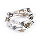 Five Loops Natural Labradorite & Moonstone Wrap Bracelets X-BJEW-JB04488-04-1