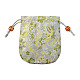 中国風の花柄のサテンジュエリーパッキングポーチ  巾着ギフトバッグ  長方形  ライトグレー  10.5x10.5cm PW-WG42698-04-1