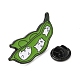 エンドウ豆のさやと猫のエナメルピン  バックパックの服のための電気泳動黒メッキ合金バッジ  グリーン  36.5x16x1.5mm JEWB-A014-03E-3