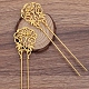 真鍮のヘアフォークパーツ  合金の花細線細工のパーツ  ゴールドカラー  155x40x5mm OHAR-PW0001-079G-1