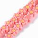 Handmade Flower Printed Polymer Clay Beads Strands X-CLAY-M003-07F-1