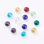 Perles en verre manuelles, facette, rondelle, couleur mixte, 12x8mm, Trou: 1.2~1.8mm