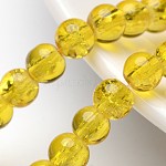 Chapelets de perles en verre craquelé, ronde, or, 6mm, Trou: 1.3~1.6mm, Environ 133 pcs/chapelet, 31.4 pouce