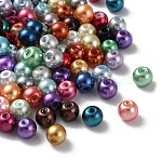 Chapelets de perles rondes en verre peint, couleur mixte, 6~7mm, Trou: 1mm, environ 1618 pcs/500 g
