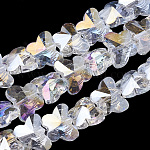 Abalorios de vidrio electroplate, color de ab chapado, facetados, mariposa, claro ab, 12x14.5x7.5mm, agujero: 1 mm