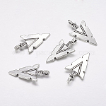 Estilo tibetano colgantes del triángulo de la aleación, sin plomo y cadmio, plata antigua, 30x15x5mm, agujero: 2.5 mm