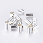 Brass Cord Ends, End Caps, Column, Silver Color Plated, 5x3mm, Inner Diameter: 2mm
