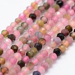 Chapelets de perles en tourmaline naturelle, facette, ronde, couleur mixte, 2mm, Trou: 0.5mm, Environ 156 pcs/chapelet, 14.9 pouce (38 cm)