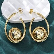 Спираль с круглыми латунными серьгами-гвоздиками EJEW-R025-04G