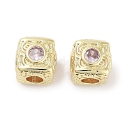 Латунные микро проложить кубического циркония бусы KK-C051-28G-05