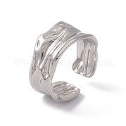 304 Stainless Steel Twist Wave Open Cuff Ring for Women RJEW-C045-22P