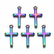 Rainbow Color Alloy Tiny Cross Charms PALLOY-S180-035-RS