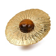 Круглые кольца из натурального тигрового глаза RJEW-Q822-32G-01