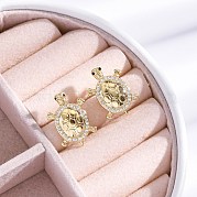 Серьги-гвоздики из латуни с микро-паве из прозрачного кубического циркония для женщин EJEW-C125-31G