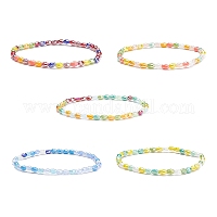 Handmade Polymer Clay Beads Bracelets Set, Acrylic Beads and Brass Beads, Colorful, Inner Diameter: 2-1/8~3-3/8 inch(5.4~8.6cm)
